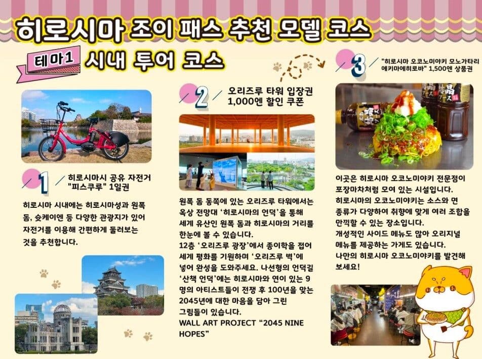 [즉시확정] 히로시마·야마구치 패스 + 조이패스 세트 (조이패스 3개 시설 선택)